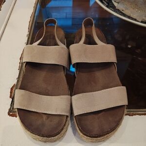 Beige Double Strap Sandals Espadrille Bottom Size 8